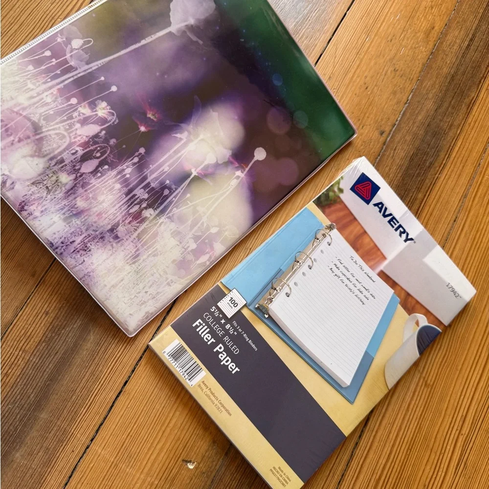 Avery 1” Durable Style 3-Ring Binder Purple w/ Dividers + Filler Paper Bundle